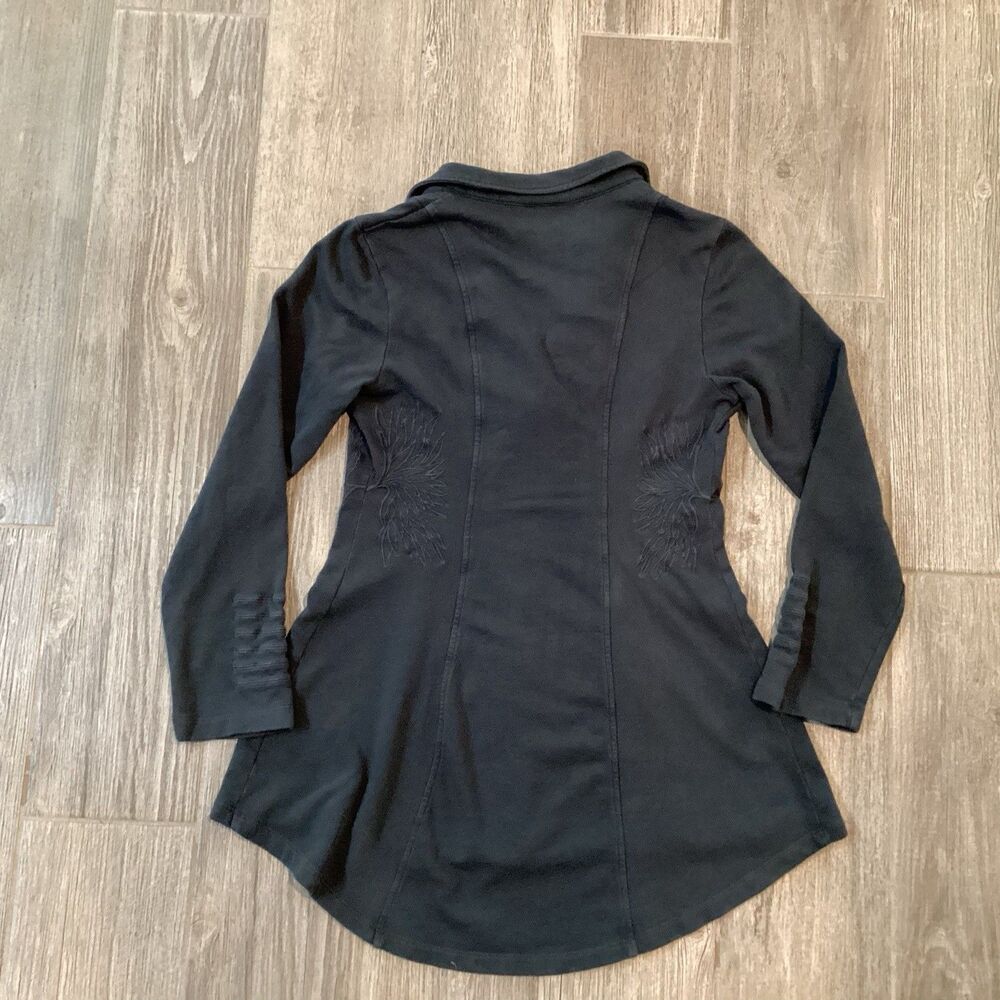Soft Surroundings Tallulah Military Jacket Sweater Size Medium Embroidered Gray - Picture 3 of 11